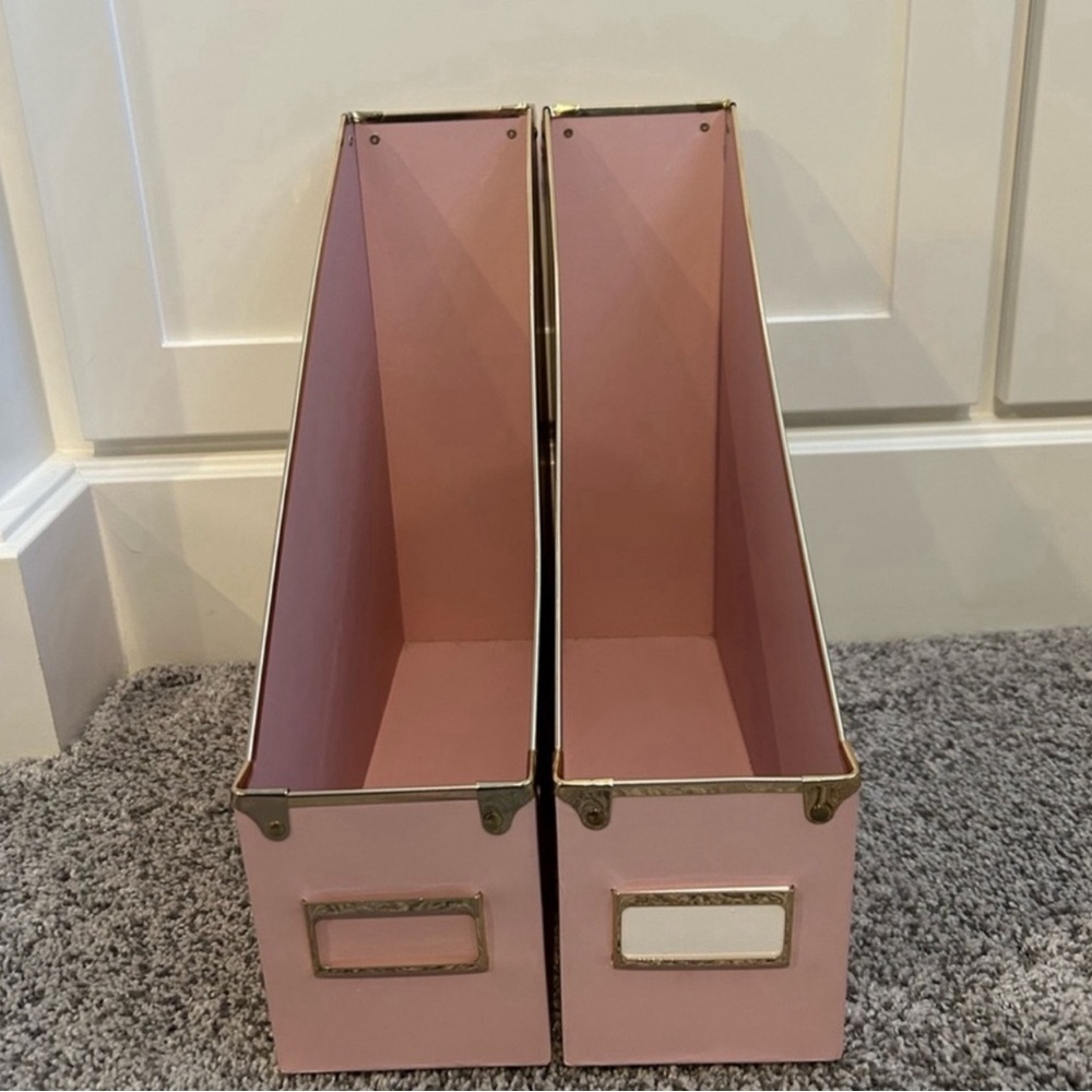 Blush Pink and Gold File Holders, Set of 2
